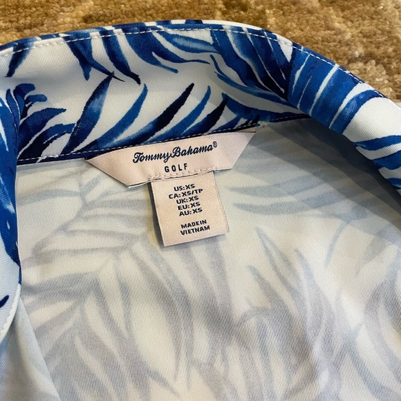 Tommy Bahama Blue and White Leaf Print Long Sleeve Zip Up XS - Picture 3 of 9